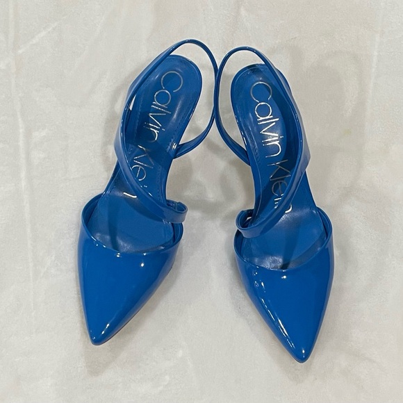 Calvin Klein Electric Blue Patent Heels Sz 8 - Picture 2 of 4